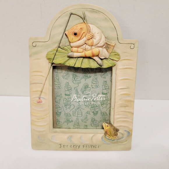 Vtg 1994 Charpente Beatrix Potter Jeremy Fisher Frog Fishing Photo Frame - Picture 1 of 3
